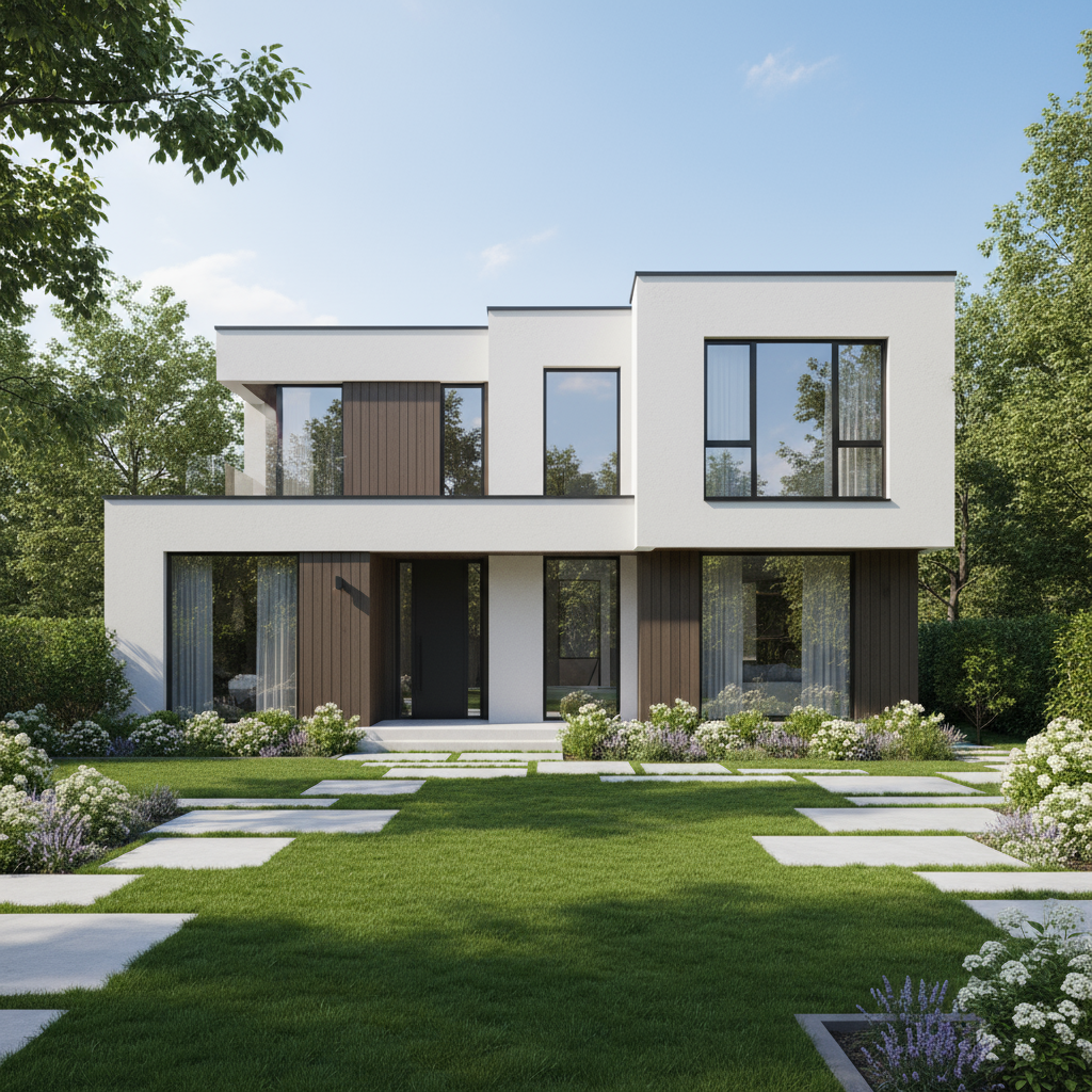 Completed modern private house after construction Belarus